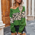 Pull Vert à Motif Léopard - Vignette | My Léopard