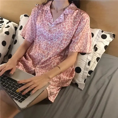 pyjama rose chemise léopard.