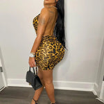 Robe de Soirée Courte Léopard Jaune Doré - Vignette | My Léopard