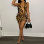 Robe de Soirée Courte Léopard Jaune Doré - Vignette | My Léopard