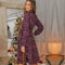 Robe Imprimée Léopard Elégante Bordeaux