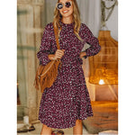 Robe Imprimée Léopard Elégante Bordeaux - Vignette | My Léopard