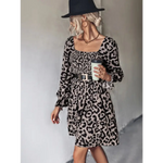 Robe Léopard Courte à Col Carré Grise - Vignette | My Léopard