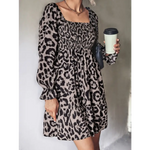 Robe Léopard Courte à Col Carré Grise - Vignette | My Léopard