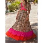 Robe Léopard Longue Bohème Chic Rouge - Vignette | My Léopard