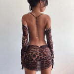 Long Sleeve Sheer Leopard Dress - Vignette | My Léopard