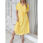 Yellow Leopard Print Bohemian Midi Dress - Vignette | My Léopard