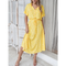 Robe Mi-Longue Bohème Motif Léopard Jaune