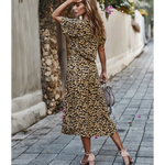 Bohemian Leopard Print Midi Dress Khaki - Vignette | My Léopard