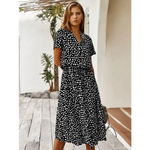 Robe Mi-Longue Bohème Motif Léopard Noir - Vignette | My Léopard