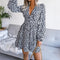 Robe Motif Léopard Décolleté Blanche