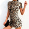 Robe Sexy léopard col montant.