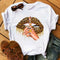 T shirt bouche léopard.