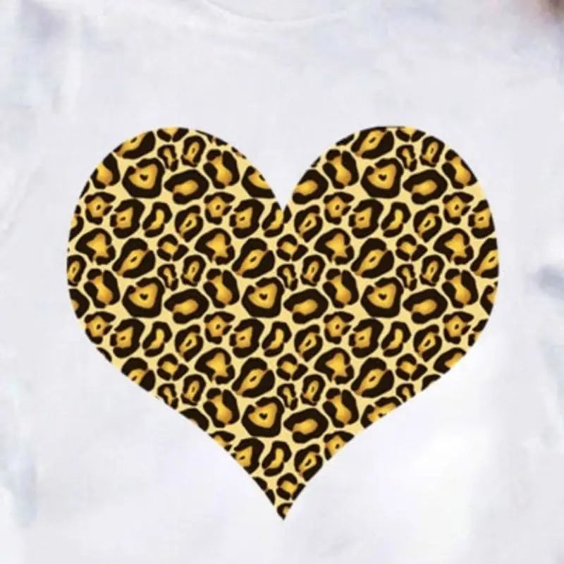 T shirt léopard coeur marron foncé.
