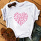 T shirt léopard coeur rose pâle.
