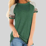 T-Shirt Léopard et Marinière Vert - Vignette | My Léopard