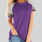 T-Shirt Léopard et Marinière Violet - Vignette | My Léopard