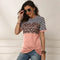 T shirt léopard marinière rose.