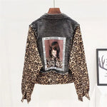 Veste en Jean Imprimée Léopard Grise - Vignette | My Léopard