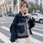 Women's Black Leopard Denim Jacket - Vignette | My Léopard