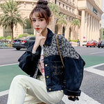 Women's Black Leopard Denim Jacket - Vignette | My Léopard