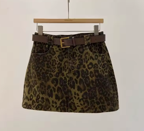 Jupe Léopard Rétro Taille Haute