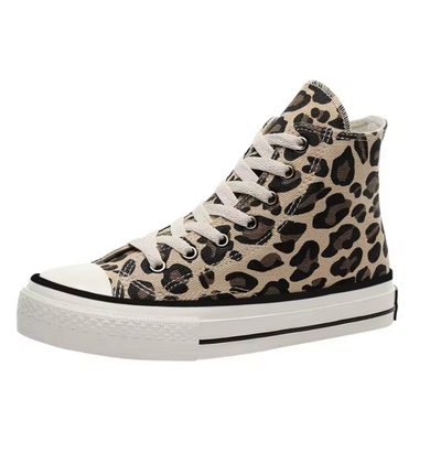 basket lacets femme leopard montante