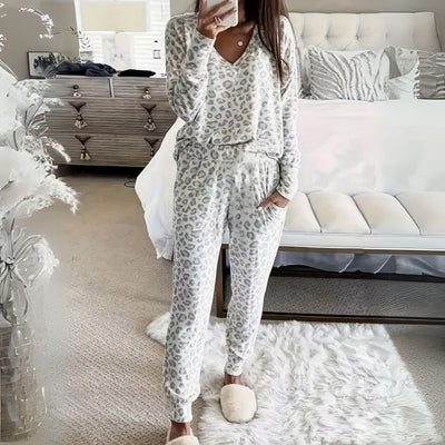 pyjama femme leopard gris