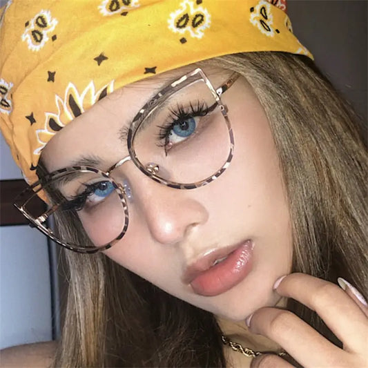 2022 Leopard Print Anti Blue Light Hyperopia Glasses Women