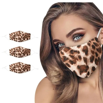 Masque barrière léopard beige femme.