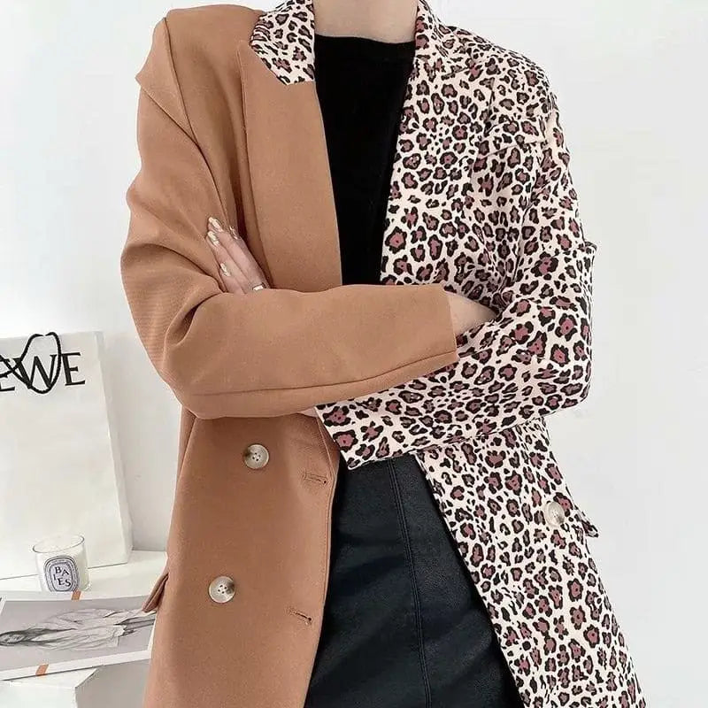blazer imprimé léopard marron