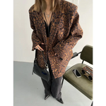 Brown Oversized Leopard Print Blazer - Vignette | My Léopard