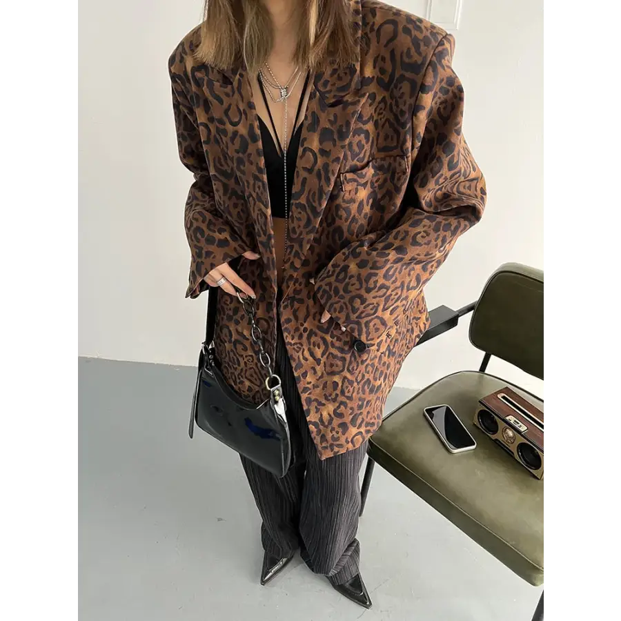 Blazer Imprimé Léopard Oversize