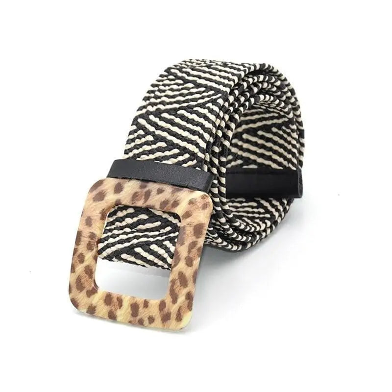 Ceinture noire et blanche léopard.