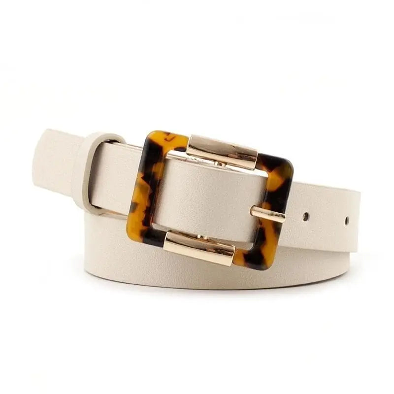 Ceinture léopard similicuir beige.