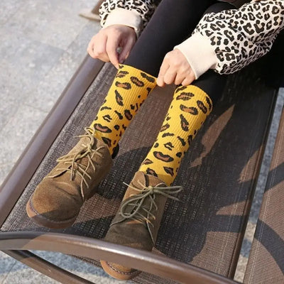 chaussettes côtelées léopard.