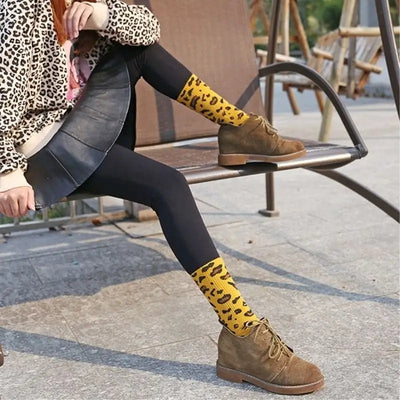Bottine sales chaussette leopard