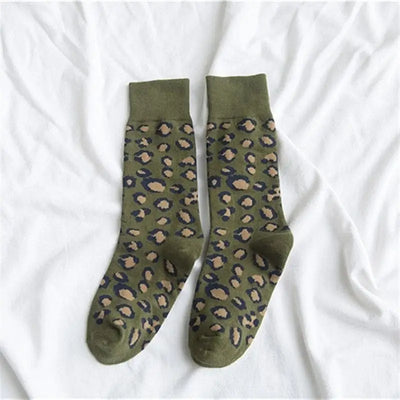 chaussettes kaki léopard hautes.