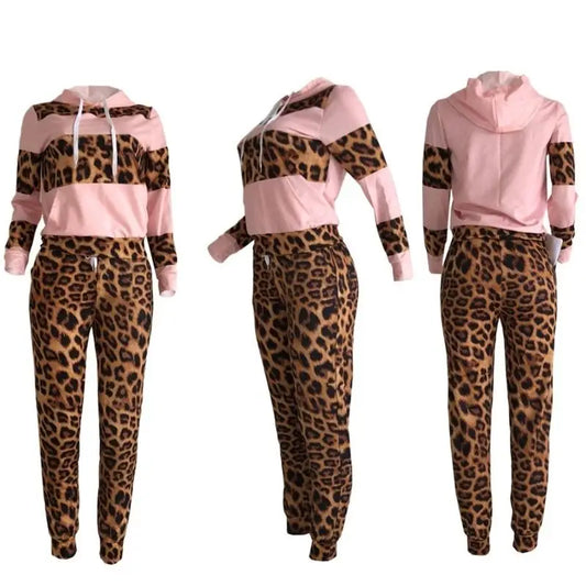 Jogging rose pâle léopard.