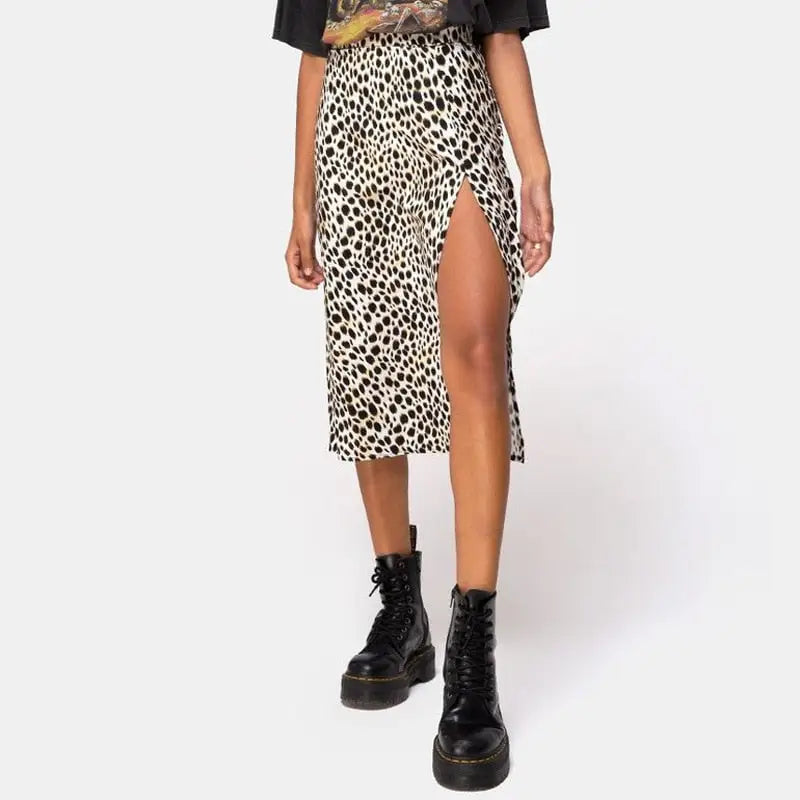 Jocoo Jolee Elegant Leopard Floral Printing Long Skirt Women