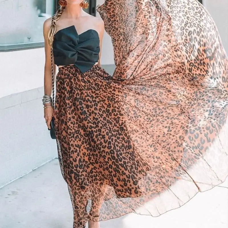 Jupe longue léopard élégante.