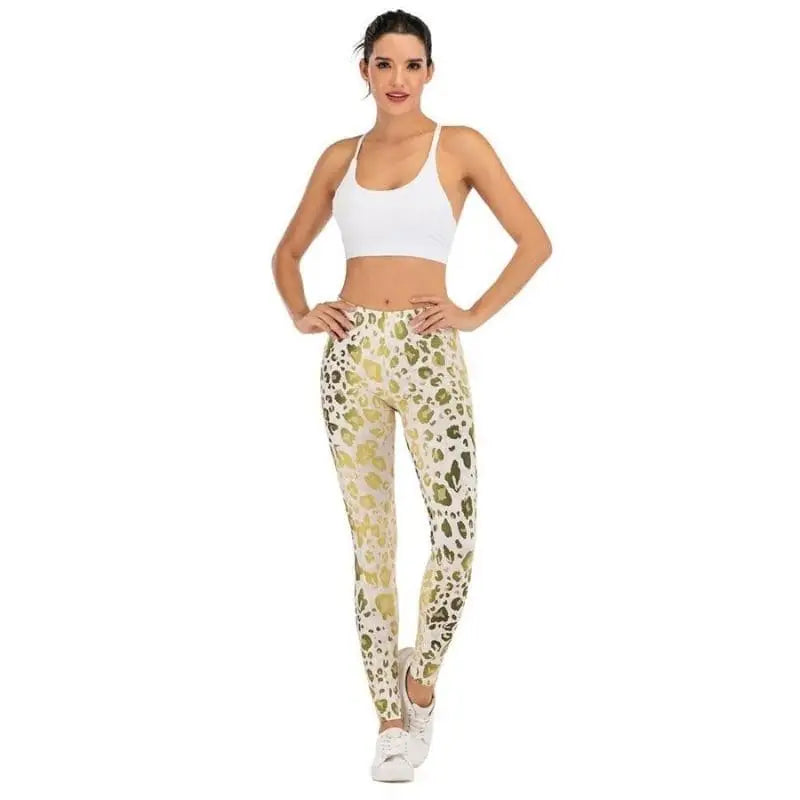 Legging léopard doré.