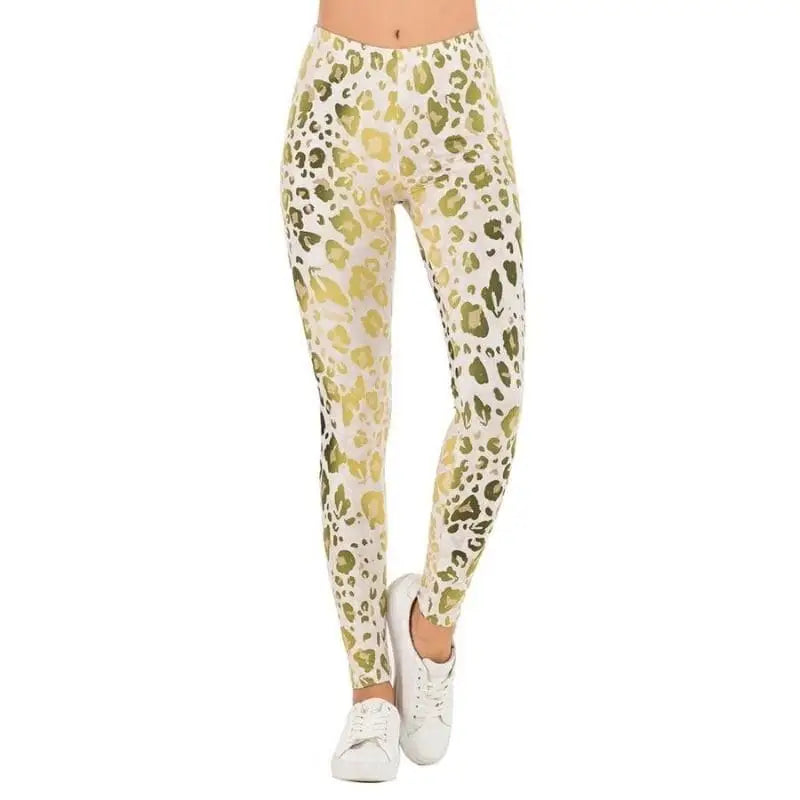 Legging doré léopard taille haute.