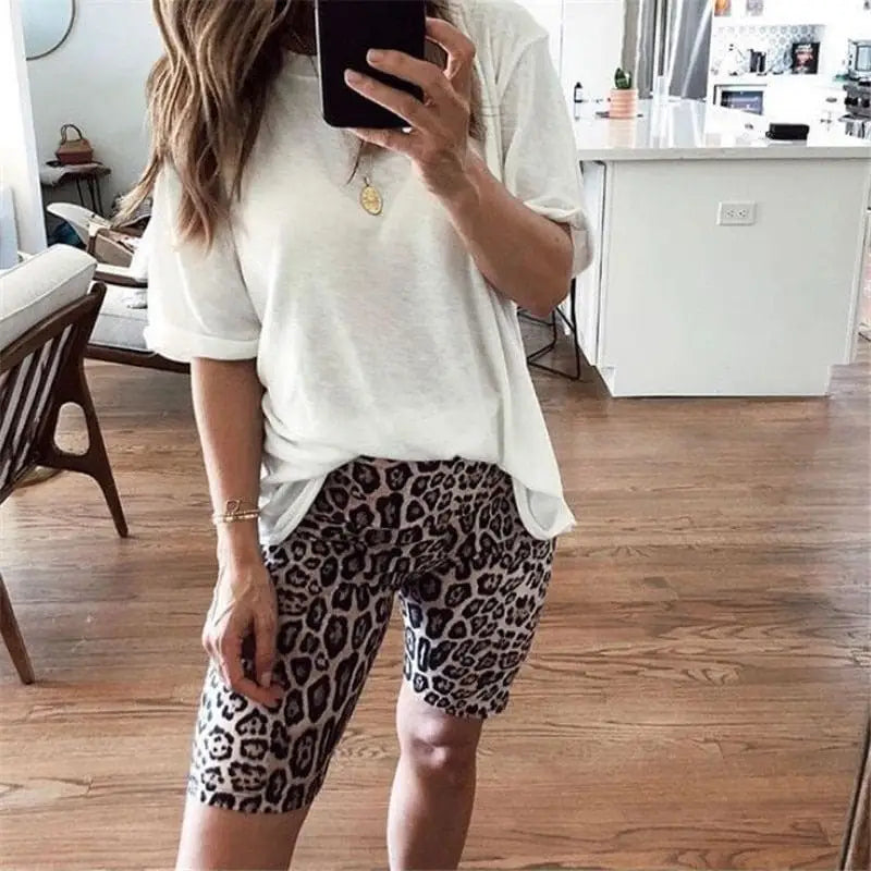 Legging cycliste léopard beige.