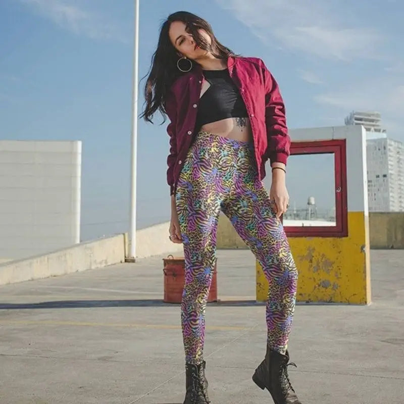 Legging léopard multicolore.