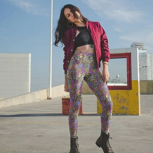 Legging léopard multicolore.