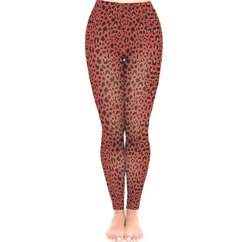 Legging rouge et noir léopard.