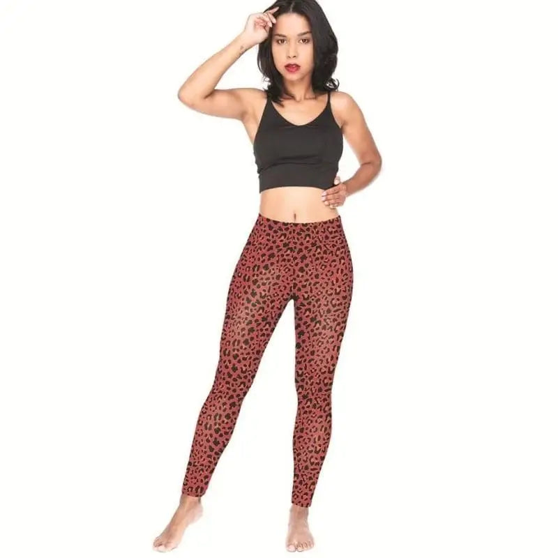 Legging rouge léopard.