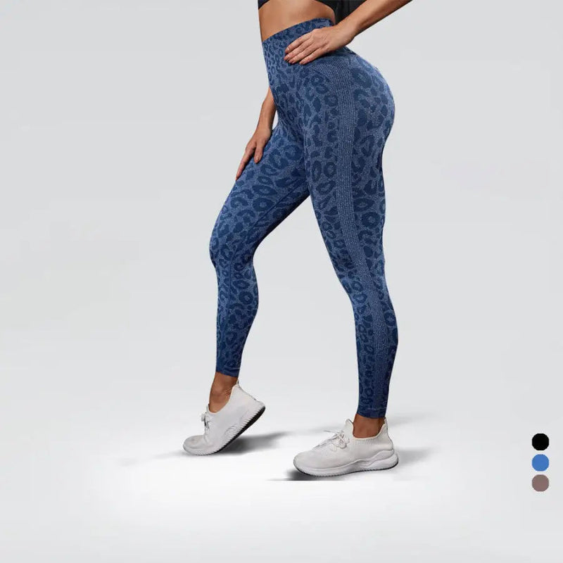 Legging Yoga Léopard Bleu