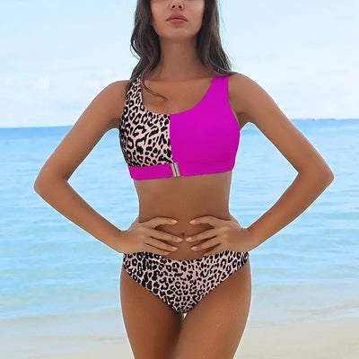 maillot de bain léopard violet